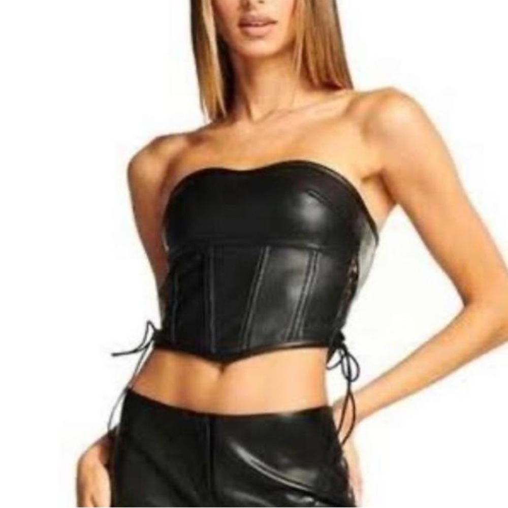 I.AM.GIA Black Strapless Top with Sleek Finish